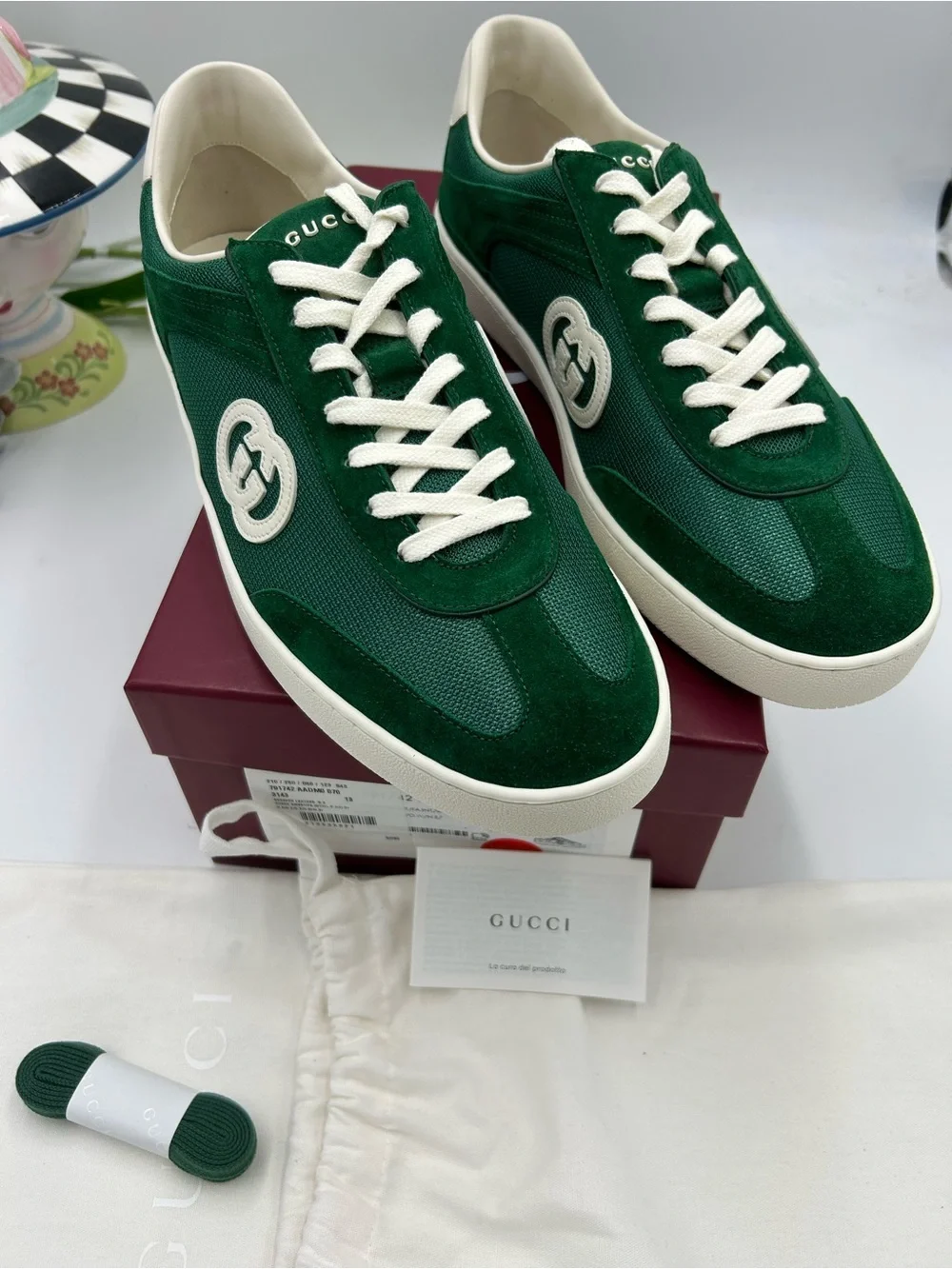 Men's Gucci interlocking G suede – canvas  sneakers size 13 made in Italy